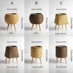 Plant Pot | Wooden Feet & Woven Look