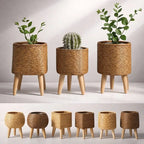Plant Pot | Wooden Feet & Woven Look