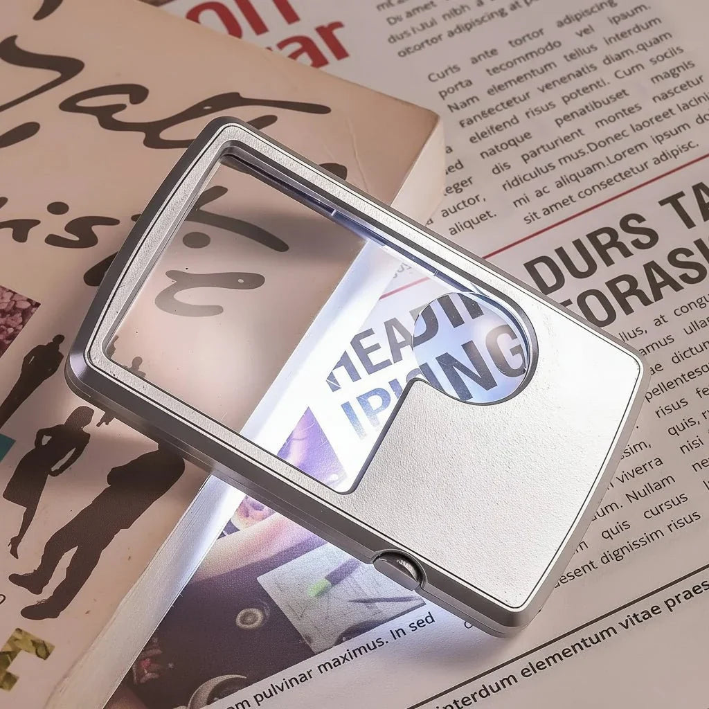 Pocket Magnifier | Dual 3x/6x Magnification & LED | Credit Card Size
