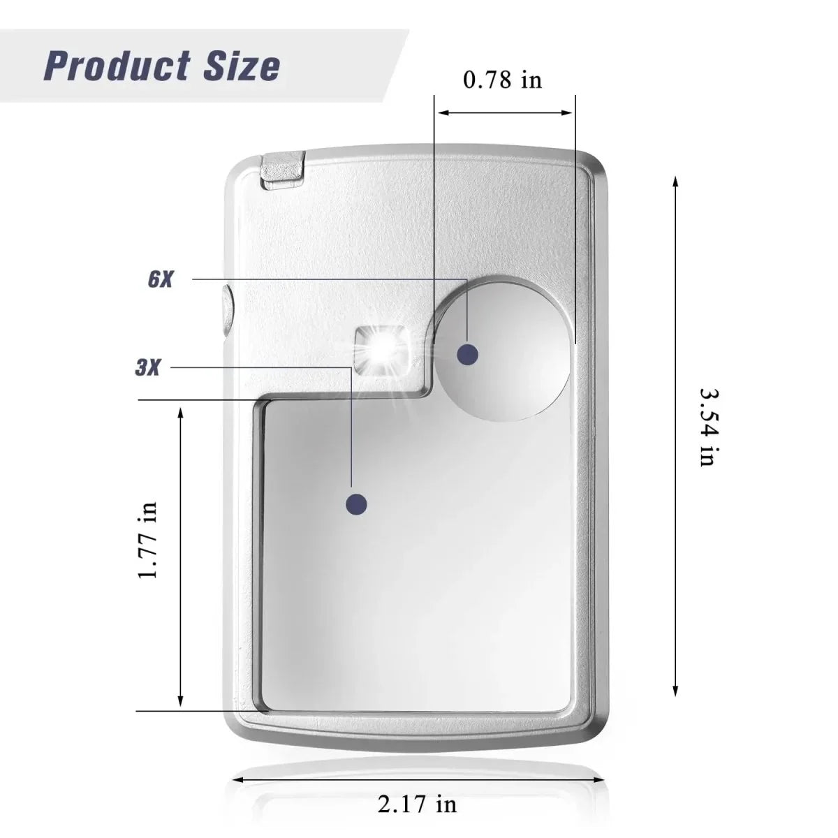 Pocket Magnifier | Dual 3x/6x Magnification & LED | Credit Card Size