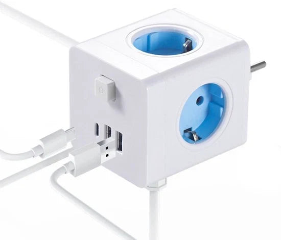 Power Cube Adapter | Compact 4 Outlets & USB