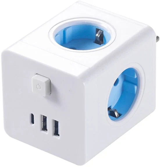 Power Cube Adapter | Compact 4 Outlets & USB