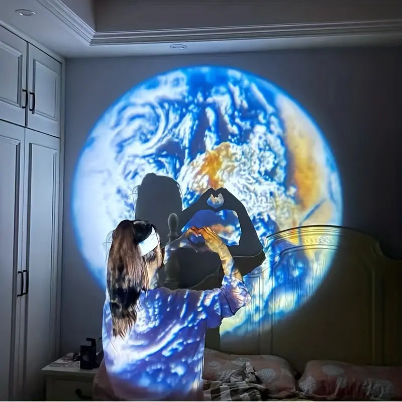 Projection Lamp | Earth & Moon Projection & Multicolor Modes | Up To 2 m Wall Coverage