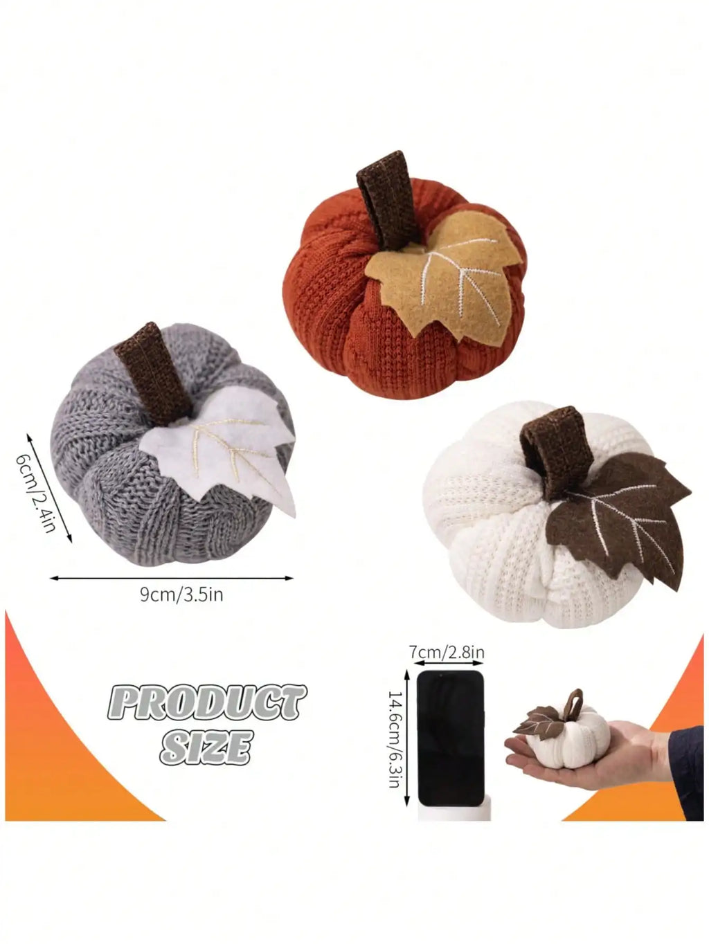 Pumpkin Decoration | Knit Fabric & Multifunctional | Small