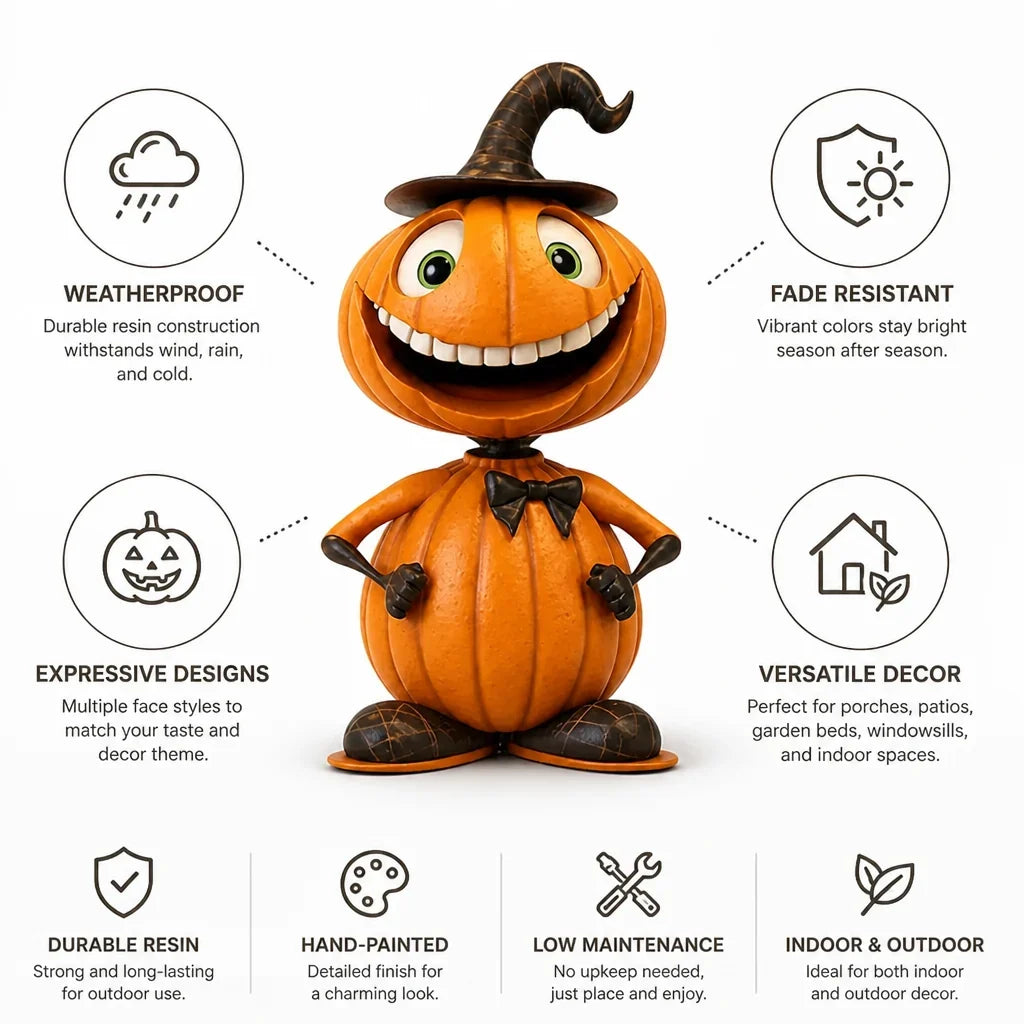Pumpkin Figurine | Weather-Resistant Resin & Colorfast | 20–38 cm
