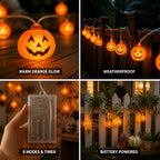 Pumpkin String Lights | Rechargeable Battery & Weatherproof | 2 m