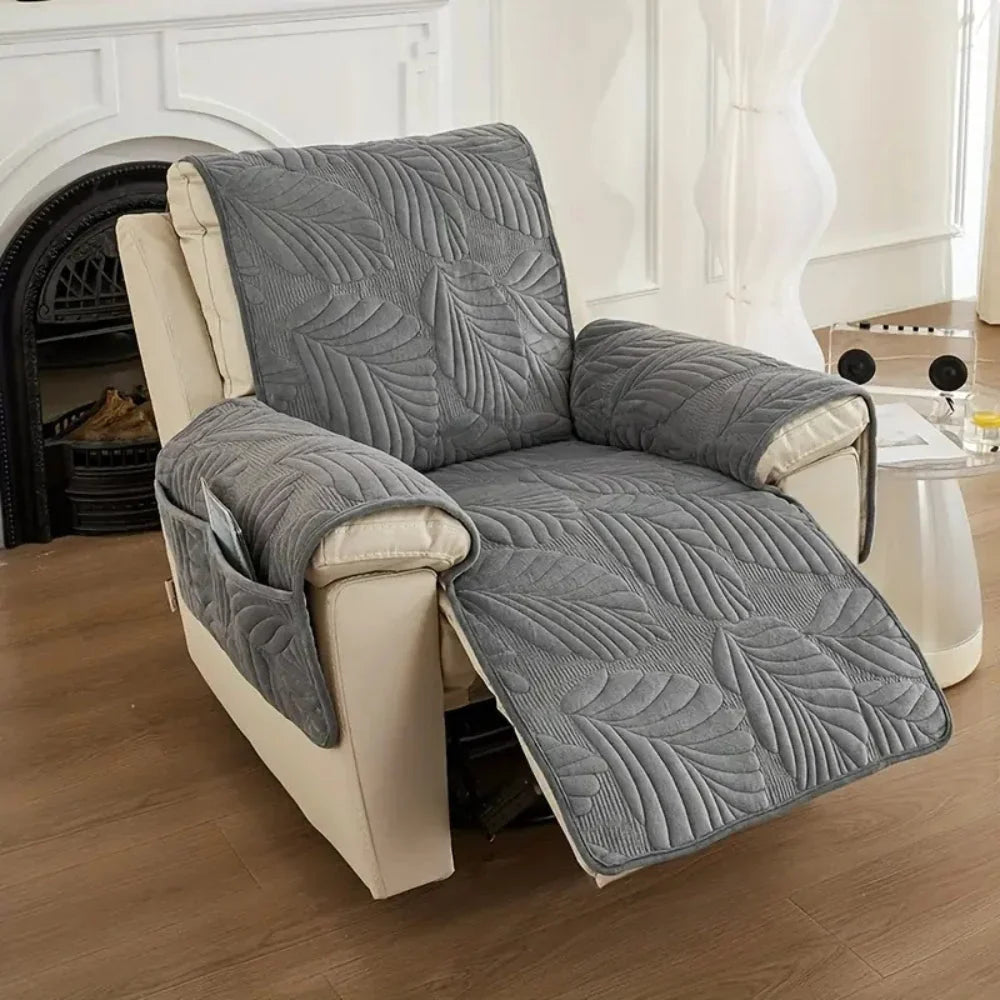 Recliner Cover | Leaf Pattern Soft Microfiber & Non-Slip | 61 × 225 cm