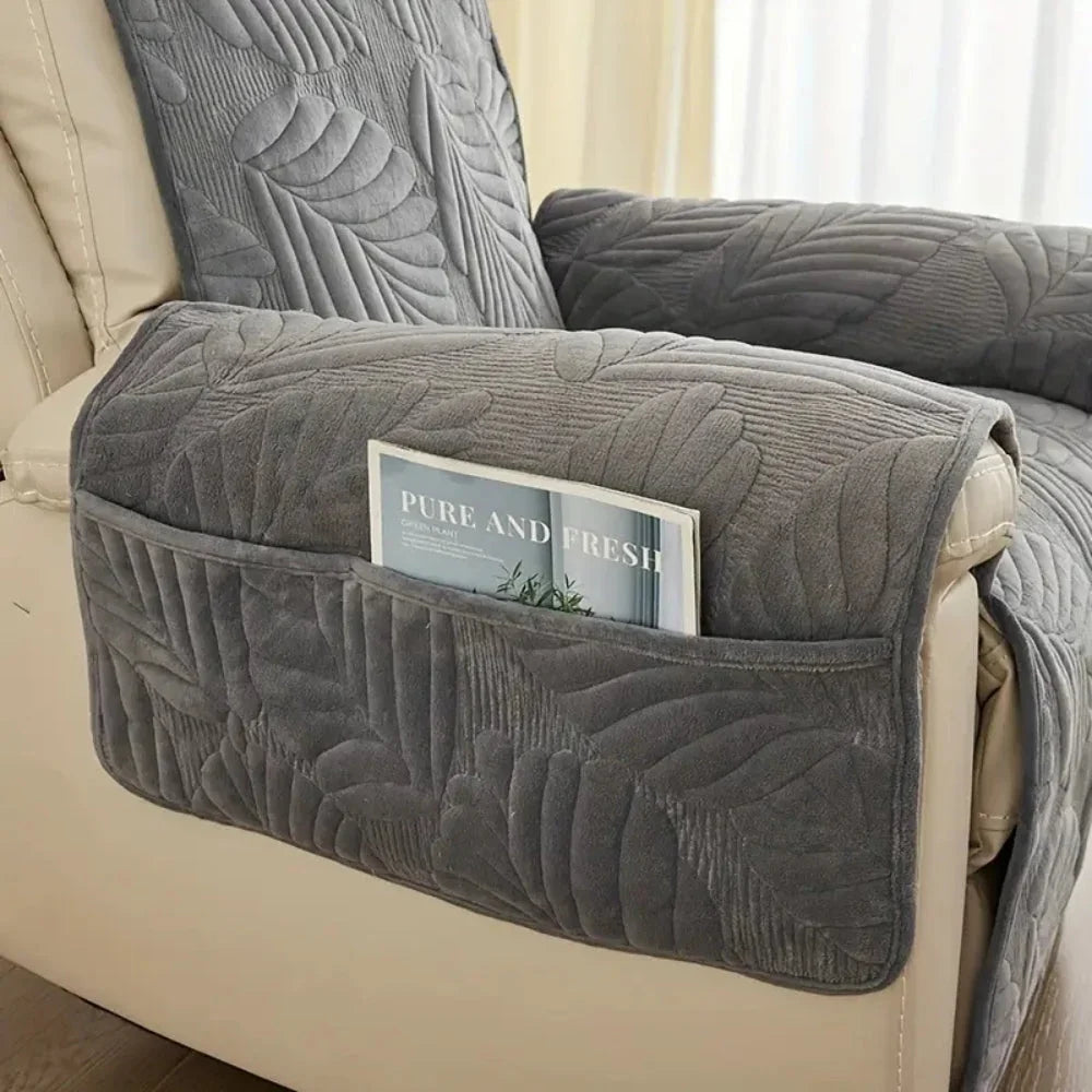 Recliner Cover | Leaf Pattern Soft Microfiber & Non-Slip | 61 × 225 cm