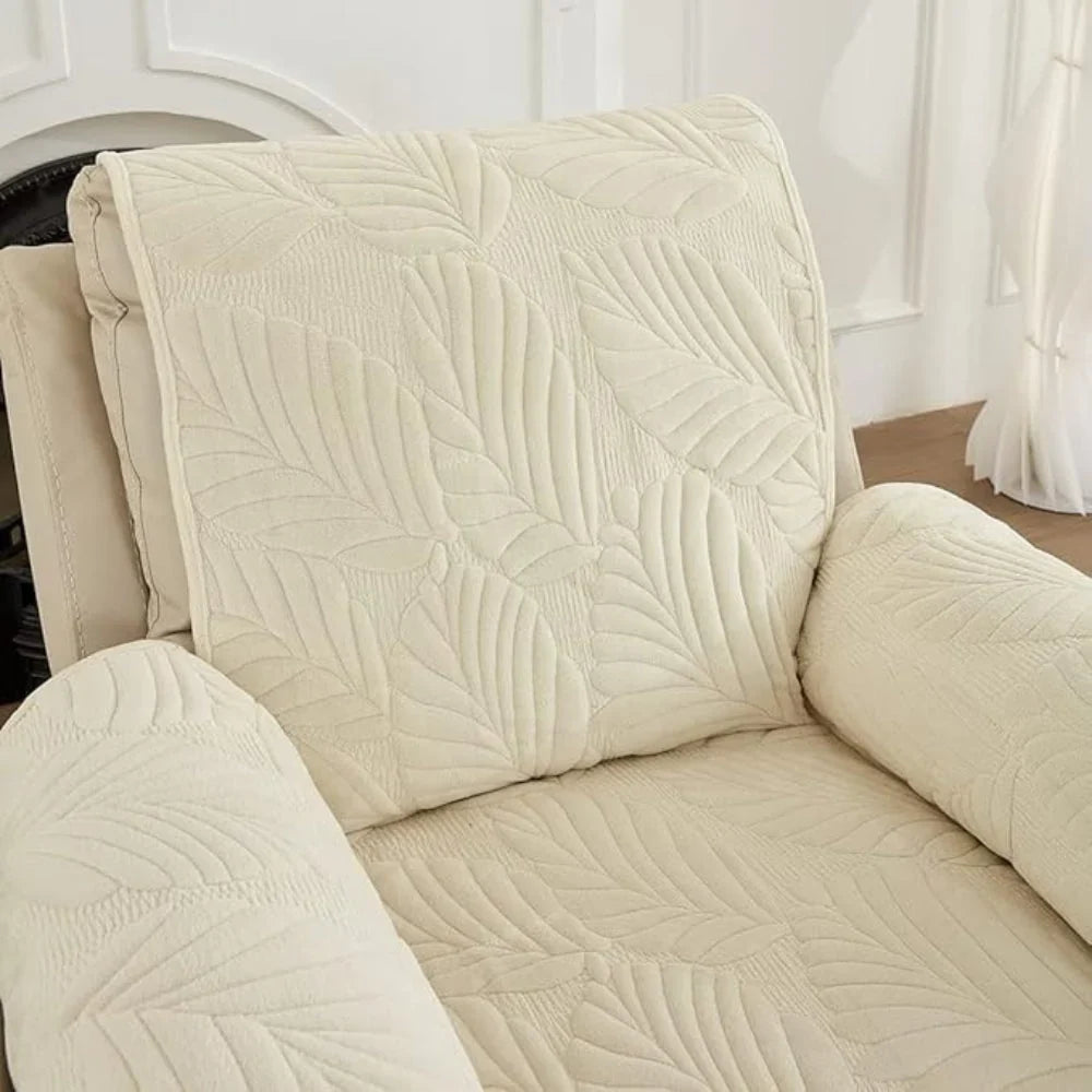 Recliner Cover | Leaf Pattern Soft Microfiber & Non-Slip | 61 × 225 cm