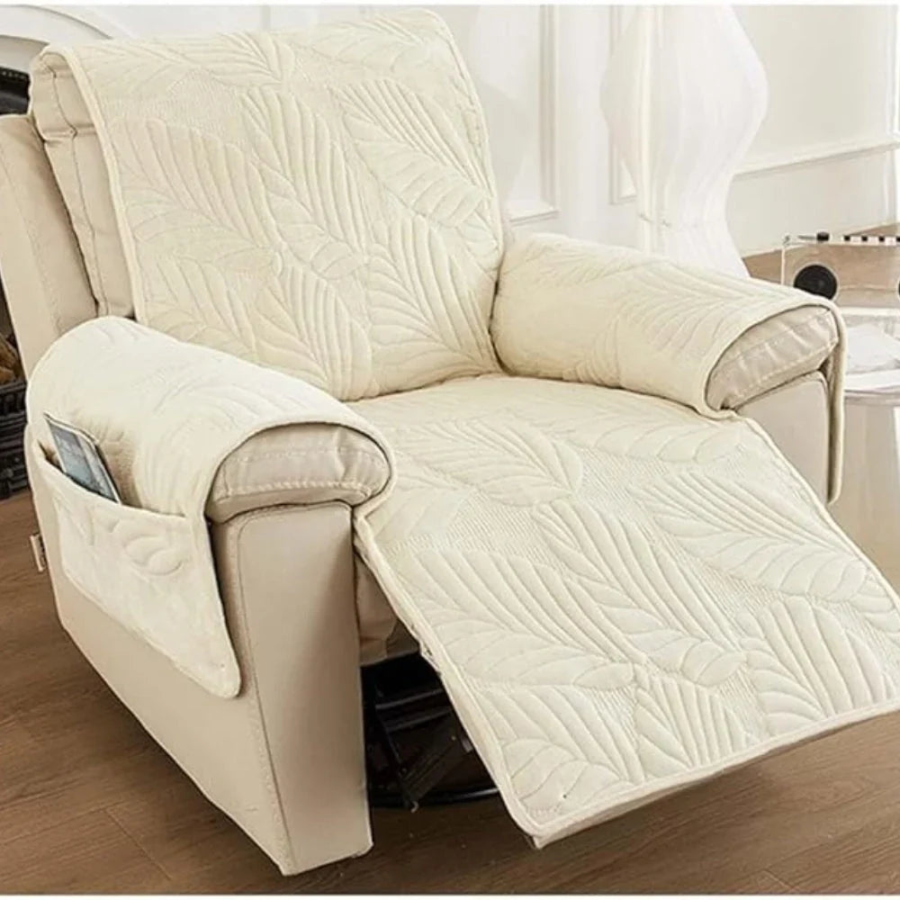 Recliner Cover | Leaf Pattern Soft Microfiber & Non-Slip | 61 × 225 cm