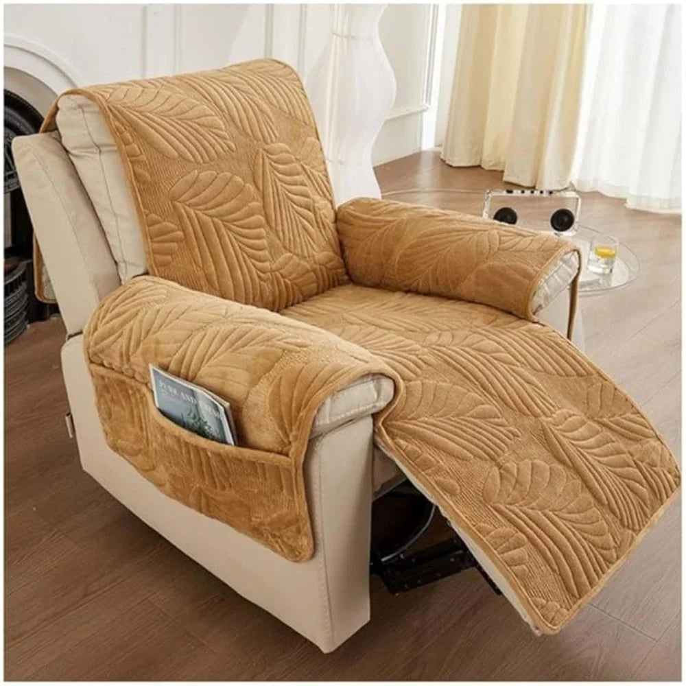 Recliner Cover | Leaf Pattern Soft Microfiber & Non-Slip | 61 × 225 cm