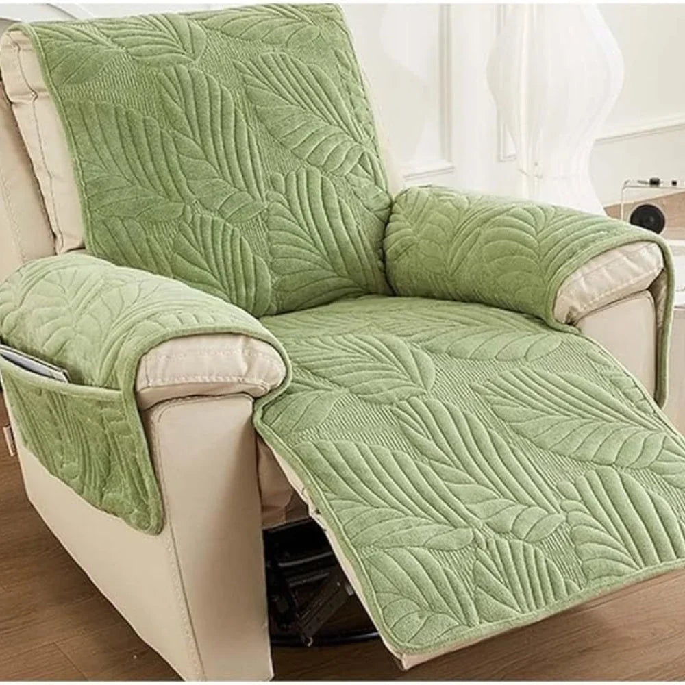 Recliner Cover | Leaf Pattern Soft Microfiber & Non-Slip | 61 × 225 cm