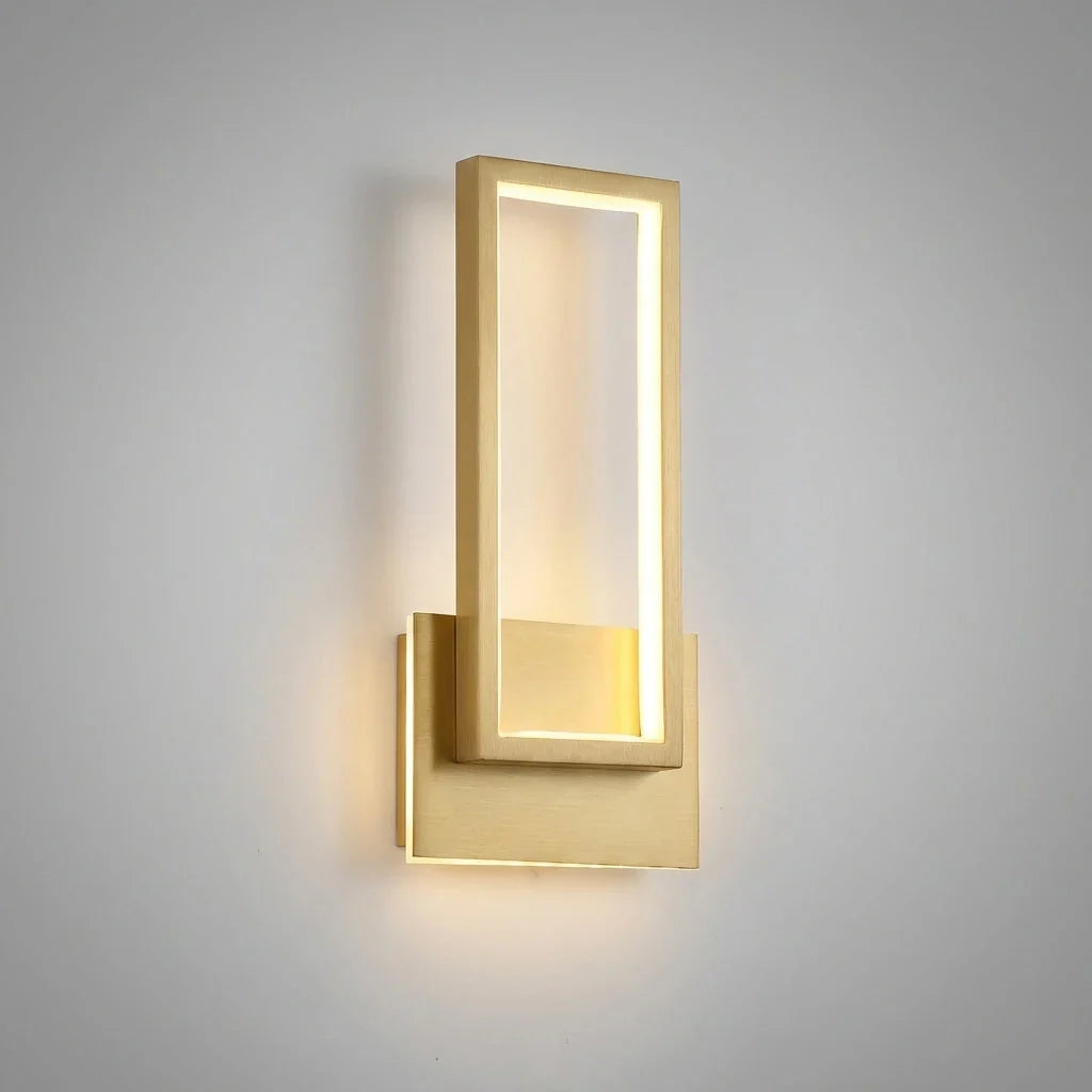 Rectangular Wall Light | Integrated LED & Gold Metal Finish | 30 x 45 cm