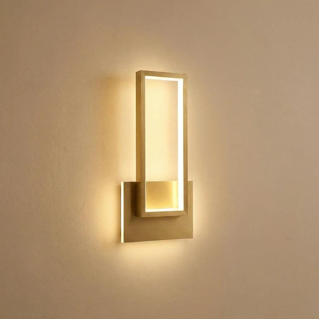 Rectangular Wall Light | Integrated LED & Gold Metal Finish | 30 x 45 cm