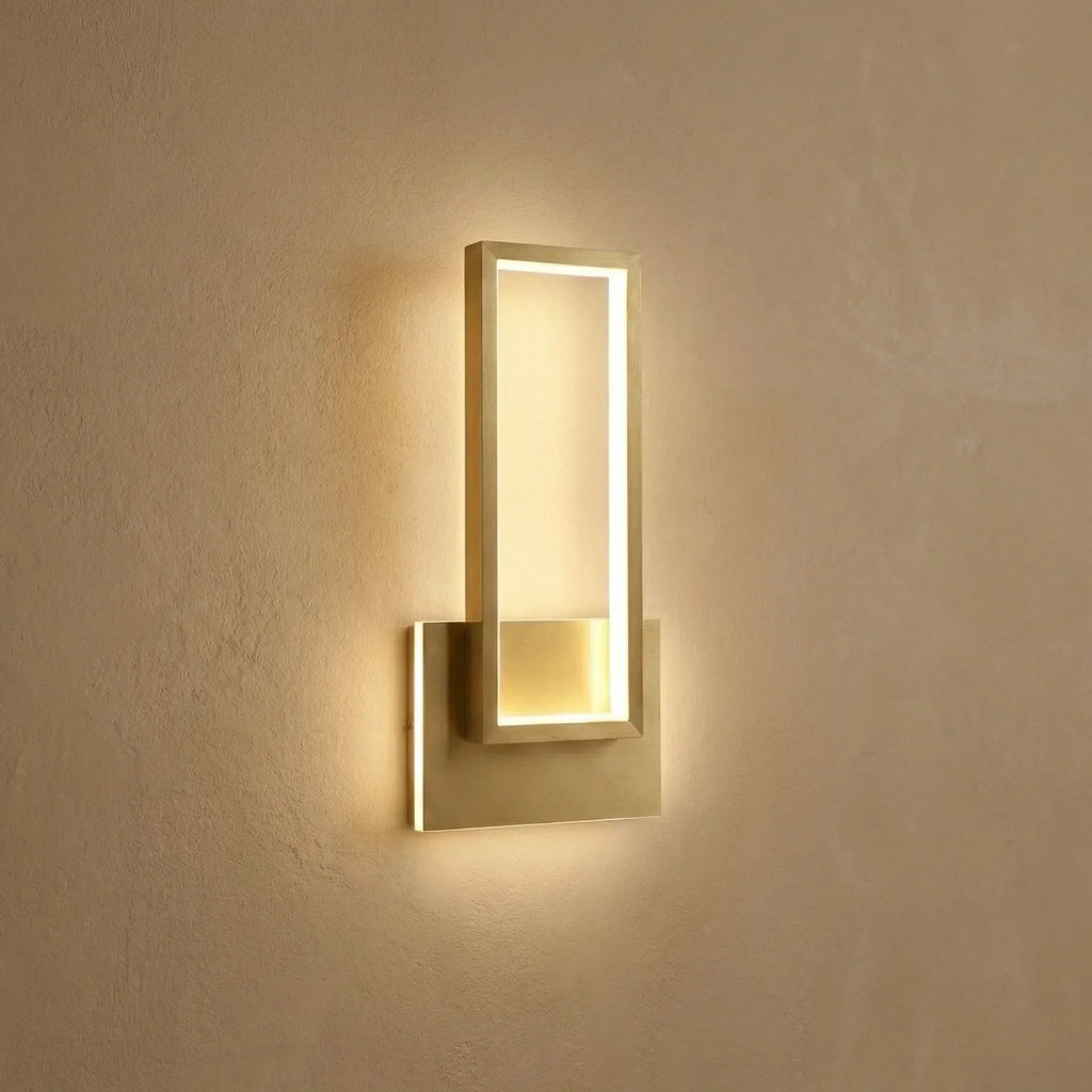 Rectangular Wall Light | Integrated LED & Gold Metal Finish | 30 x 45 cm