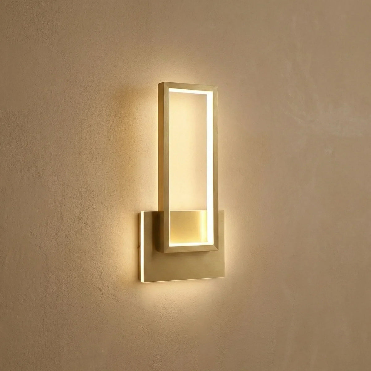 Rectangular Wall Light | Integrated LED & Gold Metal Finish | 30 x 45 cm