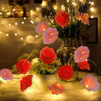 Rose String Lights | Warm White LED & Battery-Powered