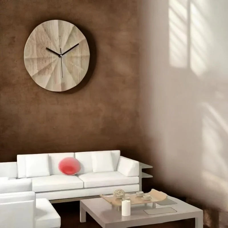 Round Wall Clock | Silent Movement & Wood Frame