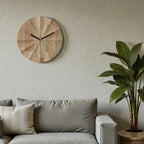 Round Wall Clock | Silent Movement & Wood Frame