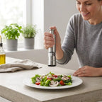 Salt & Pepper Mill | One-Handed Operation & Stainless Steel Grinder | 15.4 cm