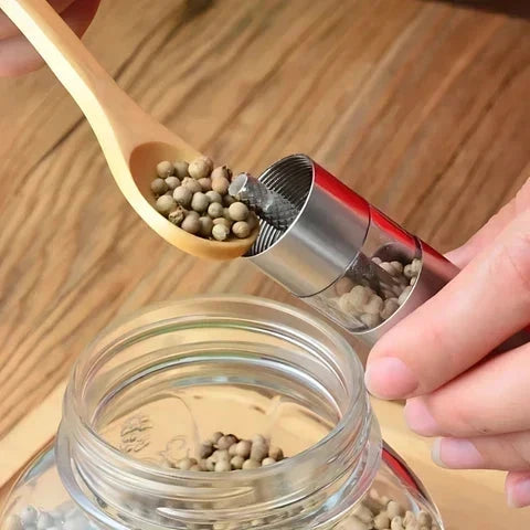 Salt & Pepper Mill | One-Handed Operation & Stainless Steel Grinder | 15.4 cm