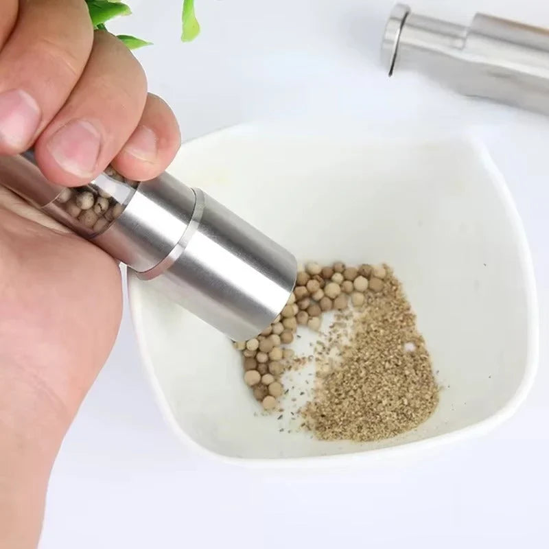 Salt & Pepper Mill | One-Handed Operation & Stainless Steel Grinder | 15.4 cm