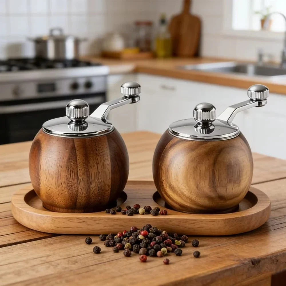 Salt & Pepper Mills | Nordic Wood & Gentle Grinding | Set of 2
