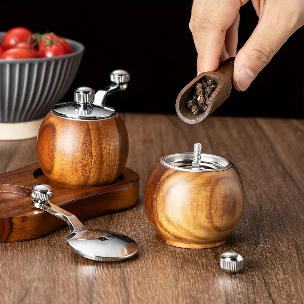 Salt & Pepper Mills | Nordic Wood & Gentle Grinding | Set of 2