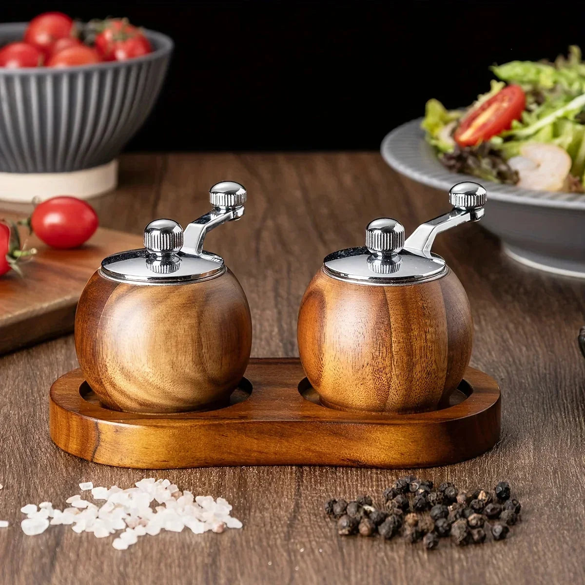 Salt & Pepper Mills | Nordic Wood & Gentle Grinding | Set of 2