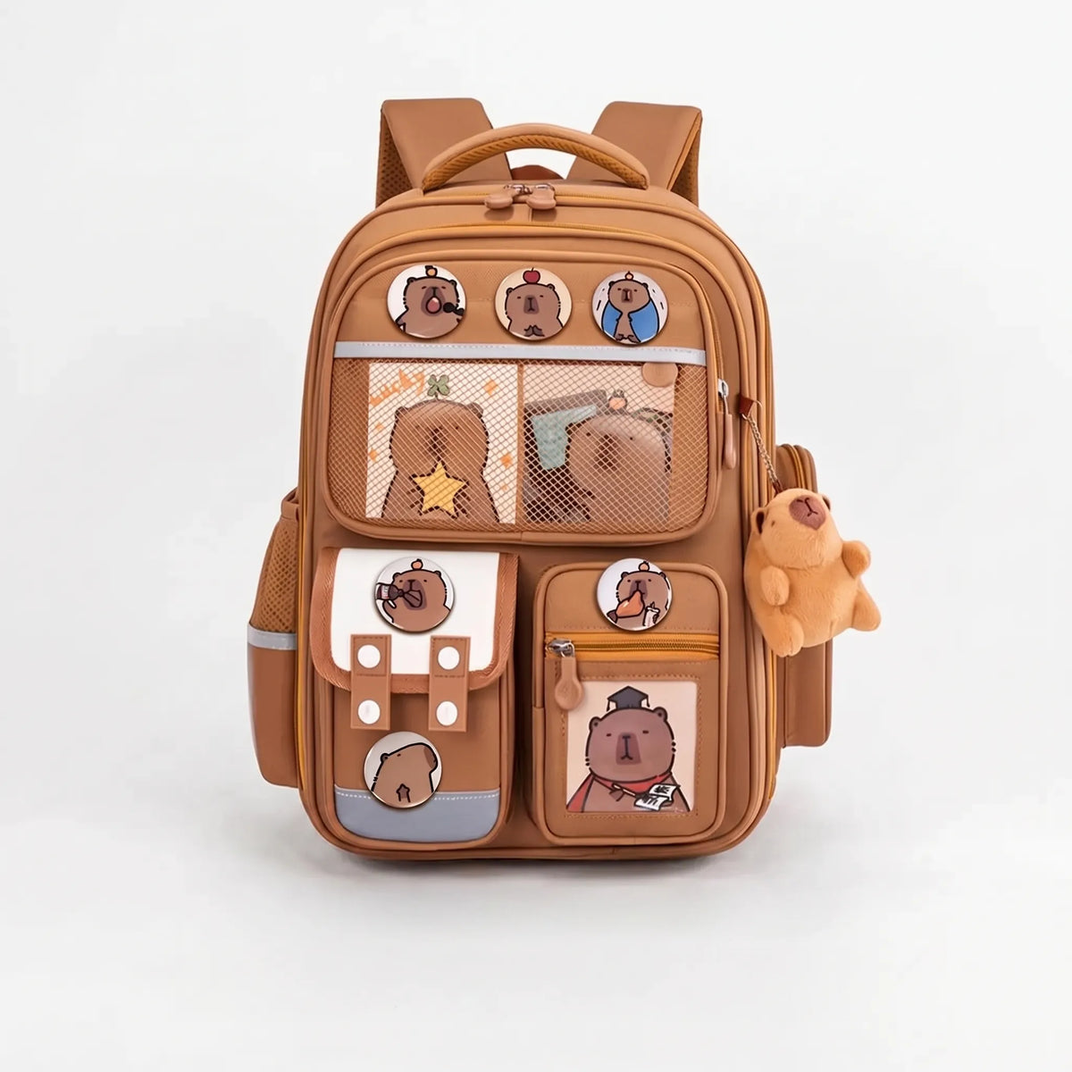 School Backpack | Capybara Design & Multiple Compartments | S & L Sizes