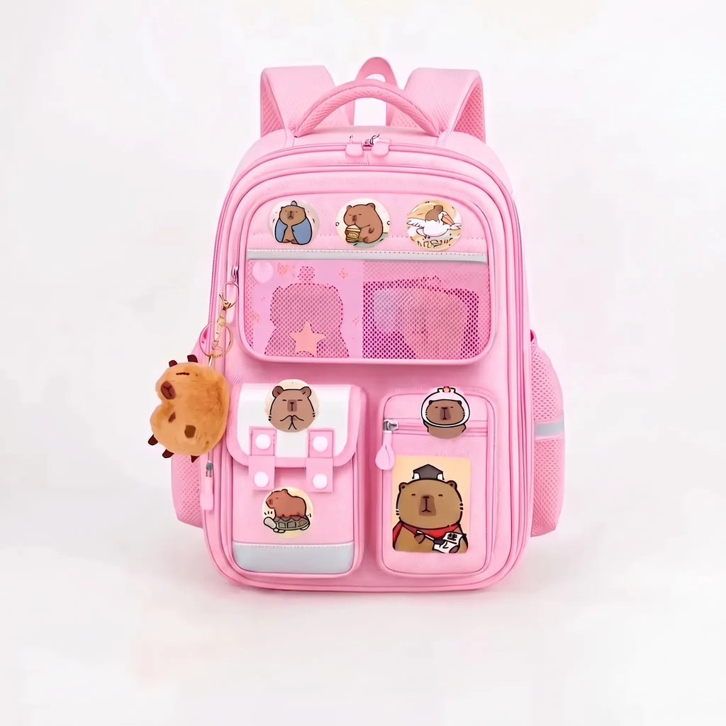 School Backpack | Capybara Design & Multiple Compartments | S & L Sizes