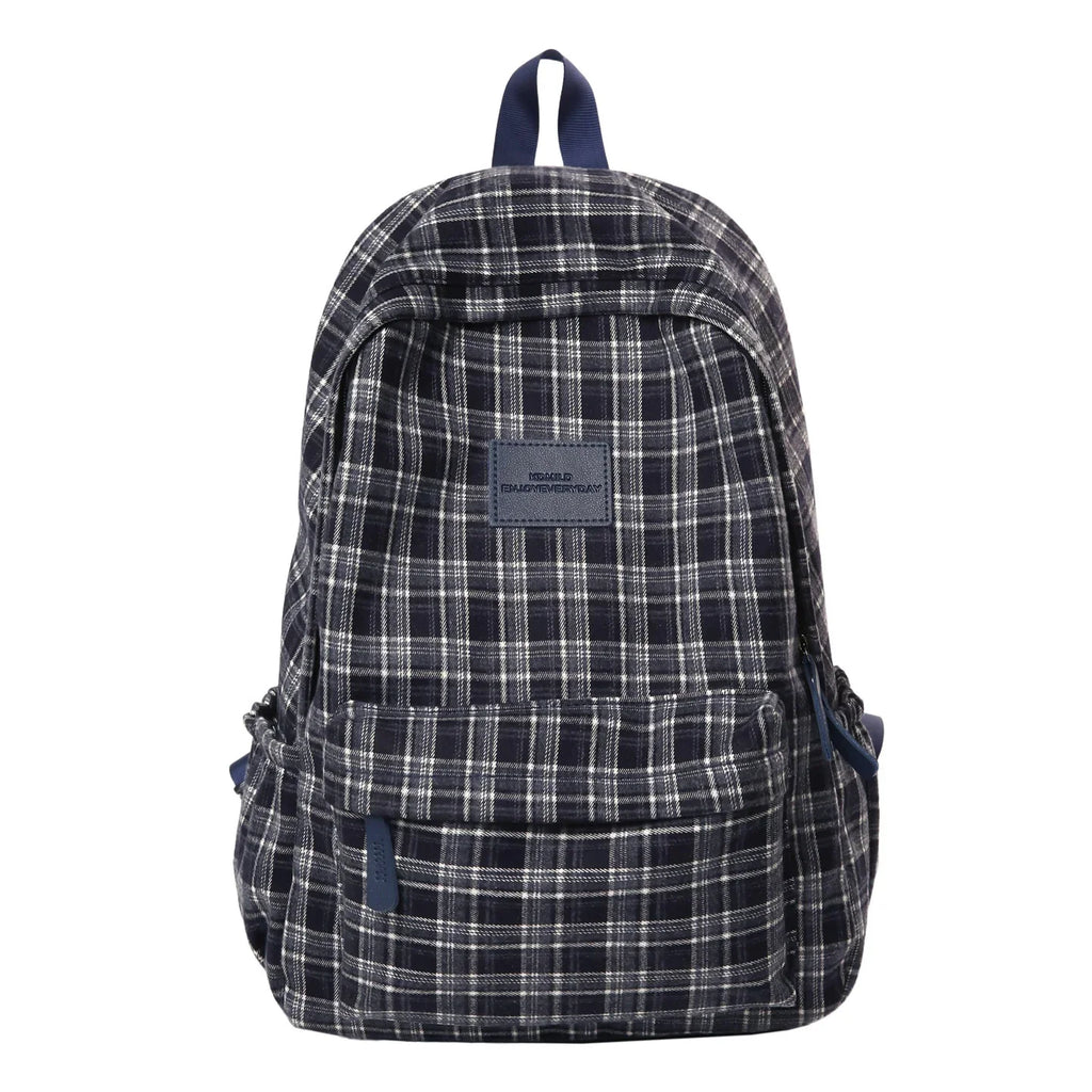 School Backpack | Checkered Pattern & Padded Straps | Spacious Laptop Compartment
