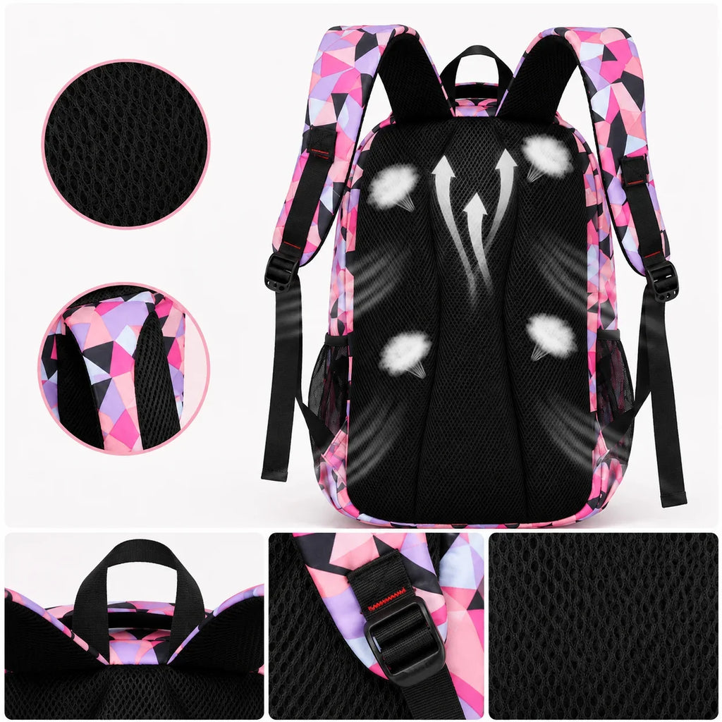 School Backpack Set | Water-Repellent Polyester, Laptop Compartment & Padded Straps | 3-Piece