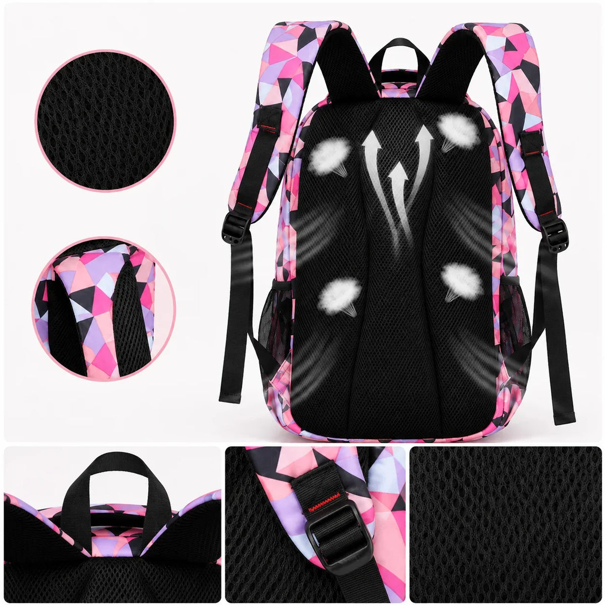 School Backpack Set | Water-Repellent Polyester, Laptop Compartment & Padded Straps | 3-Piece