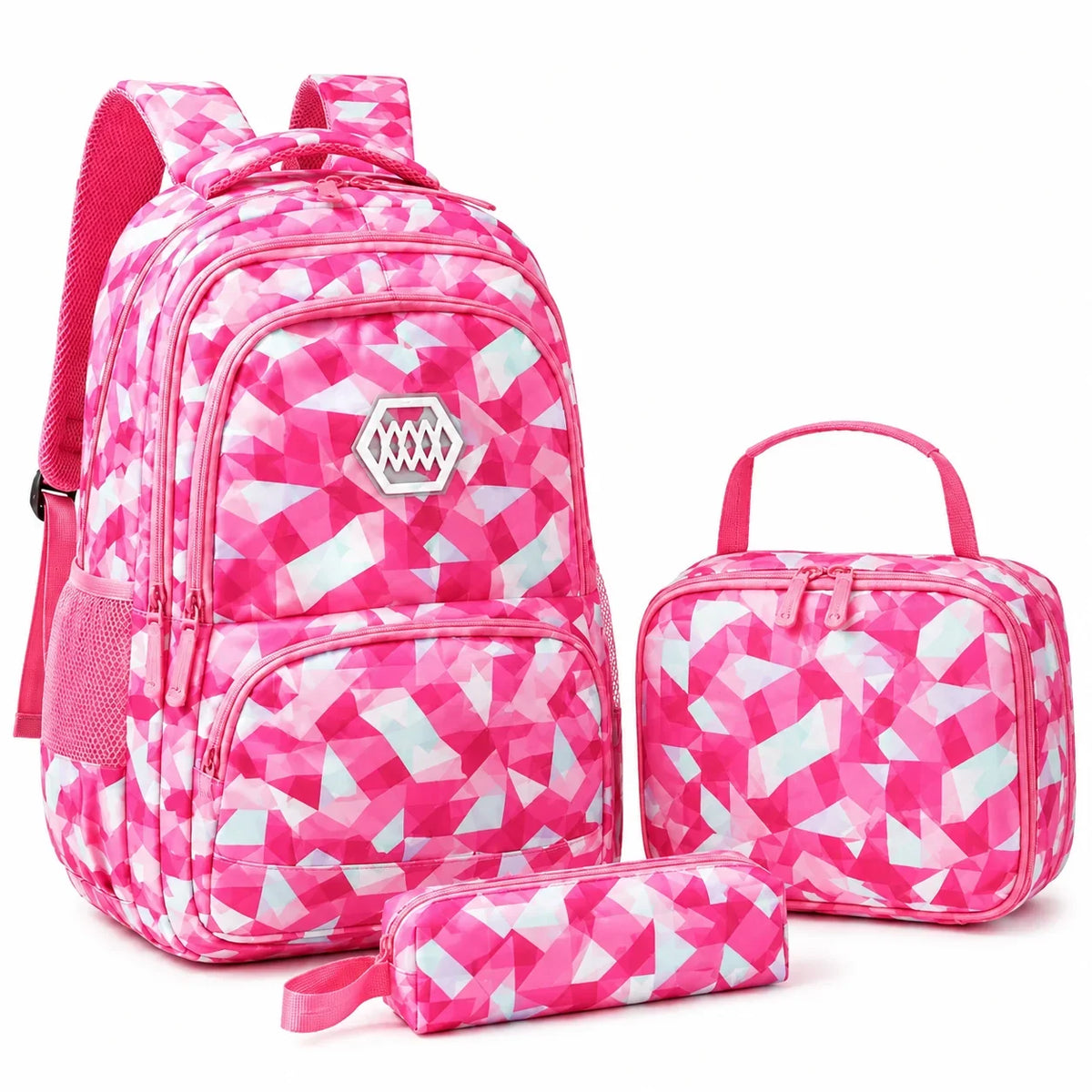 School Backpack Set | Water-Repellent Polyester, Laptop Compartment & Padded Straps | 3-Piece
