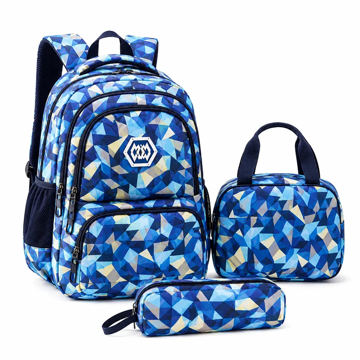 School Backpack Set | Water-Repellent Polyester, Laptop Compartment & Padded Straps | 3-Piece