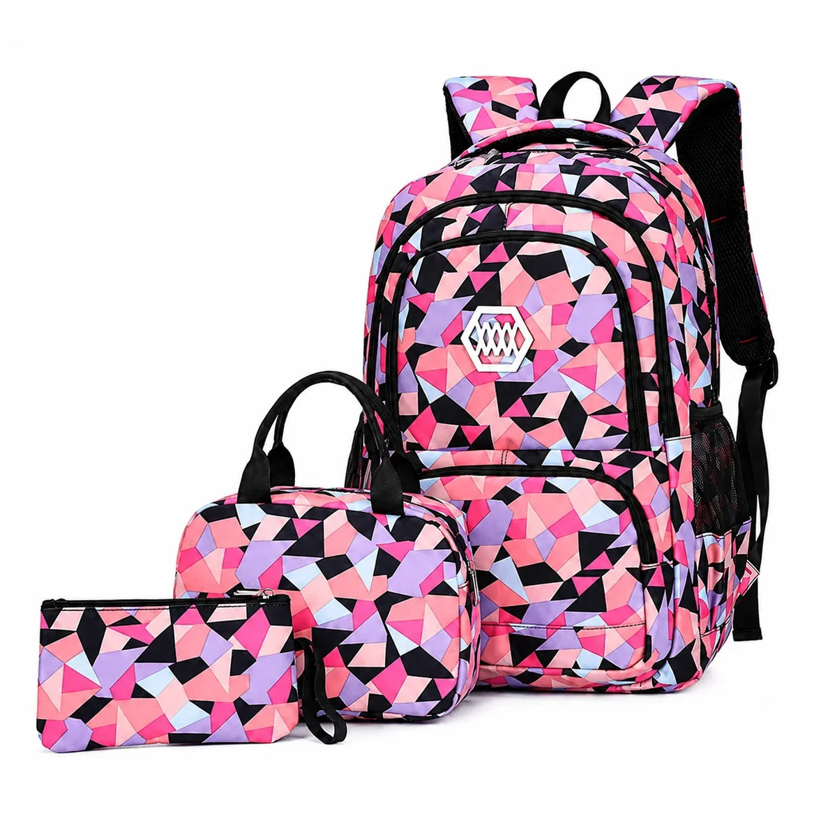 School Backpack Set | Water-Repellent Polyester, Laptop Compartment & Padded Straps | 3-Piece
