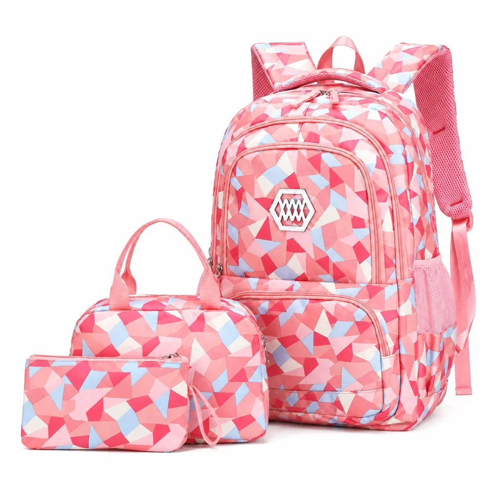 School Backpack Set | Water-Repellent Polyester, Laptop Compartment & Padded Straps | 3-Piece