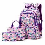 School Backpack Set | Water-Repellent Polyester, Laptop Compartment & Padded Straps | 3-Piece