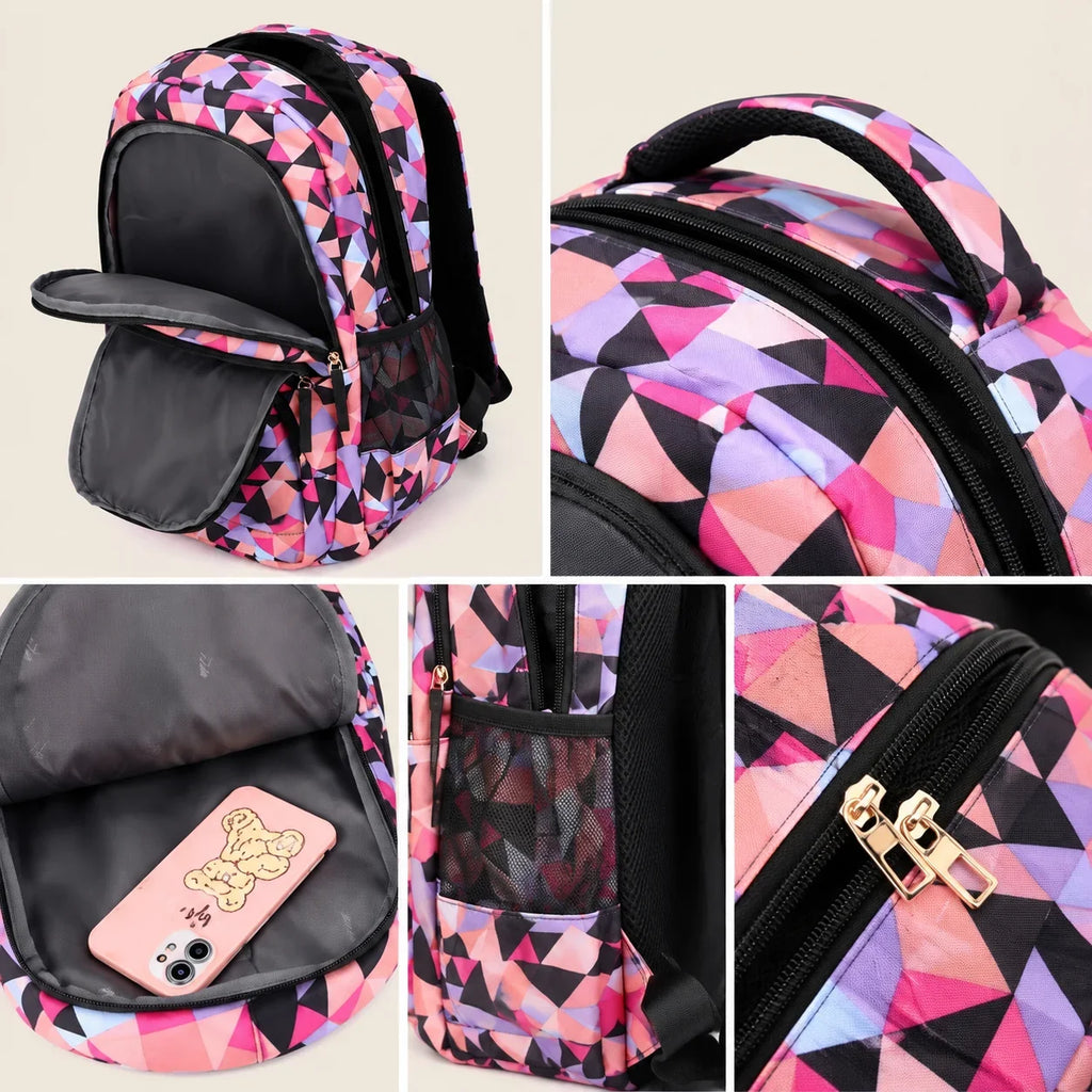 School Backpack Set | Water-Repellent Polyester, Laptop Compartment & Padded Straps | 3-Piece