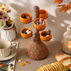 Serving Bowl Stand | Ribbed Pumpkin Resin & Iron Frame | 3/4/6 Bowls