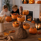 Serving Bowl Stand | Ribbed Pumpkin Resin & Iron Frame | 3/4/6 Bowls