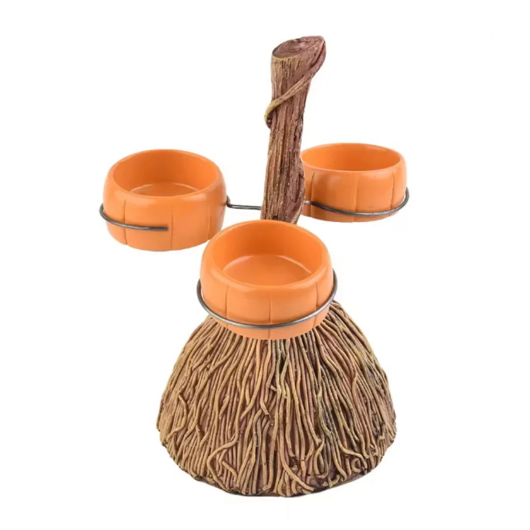 Serving Bowl Stand | Ribbed Pumpkin Resin & Iron Frame | 3/4/6 Bowls