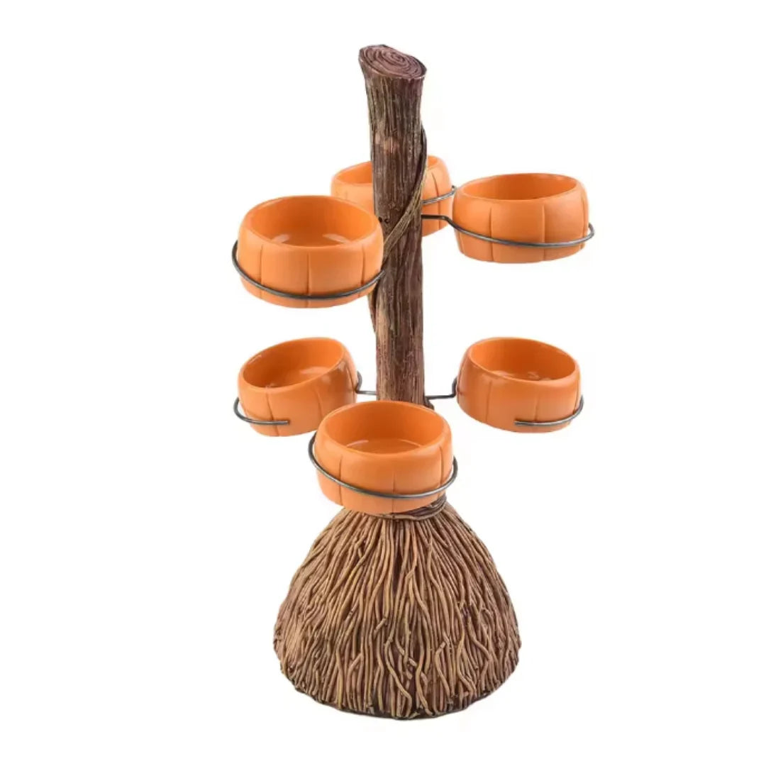 Serving Bowl Stand | Ribbed Pumpkin Resin & Iron Frame | 3/4/6 Bowls