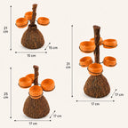 Serving Bowl Stand | Ribbed Pumpkin Resin & Iron Frame | 3/4/6 Bowls
