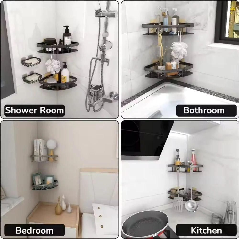 Shower Shelf | Curved Matte Aluminium & Open-Frame Drainage | 50 kg Capacity