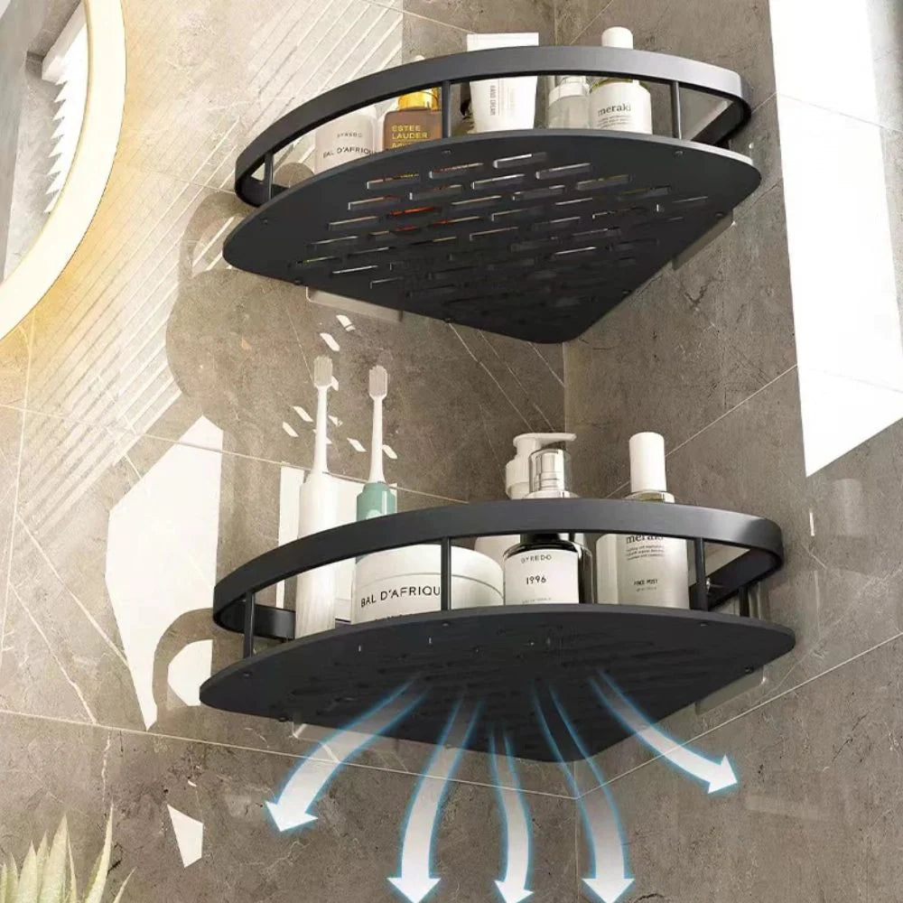 Shower Shelf | Curved Matte Aluminium & Open-Frame Drainage | 50 kg Capacity