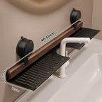 Sink Shelf | Walnut & Aluminum Quick-Drain No-Drill Suction Mount