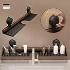 Sink Shelf | Walnut & Aluminum Quick-Drain No-Drill Suction Mount