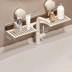 Sink Shelf | Walnut & Aluminum Quick-Drain No-Drill Suction Mount